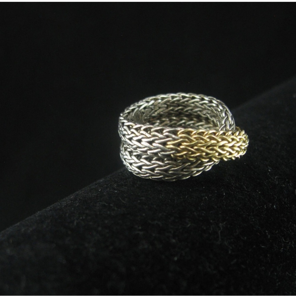 John Hardy 18K Gold and Sterling Silver Braided Ring - Picture 4 of 13